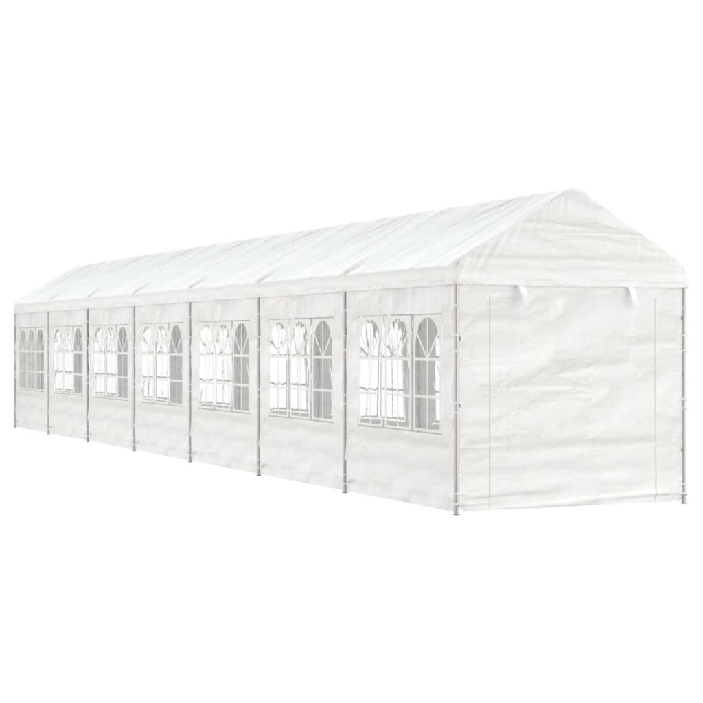 Gazebo con Tetto Bianco 15,61x2,28x2,69 m in Polietilene - homemem39