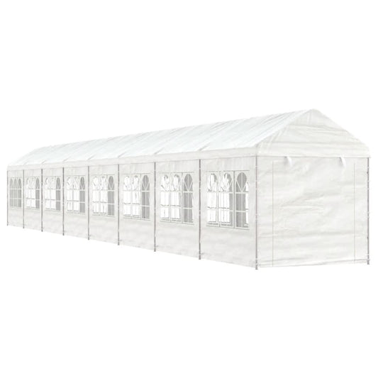Gazebo con Tetto Bianco 17,84x2,28x2,69 m in Polietilene - homemem39