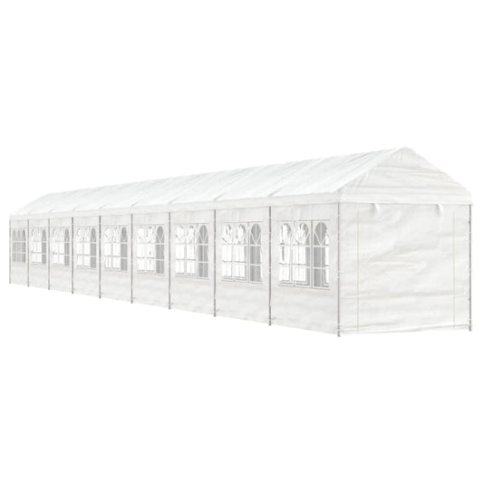 Gazebo con Tetto Bianco 20,07x2,28x2,69 m in Polietilene - homemem39