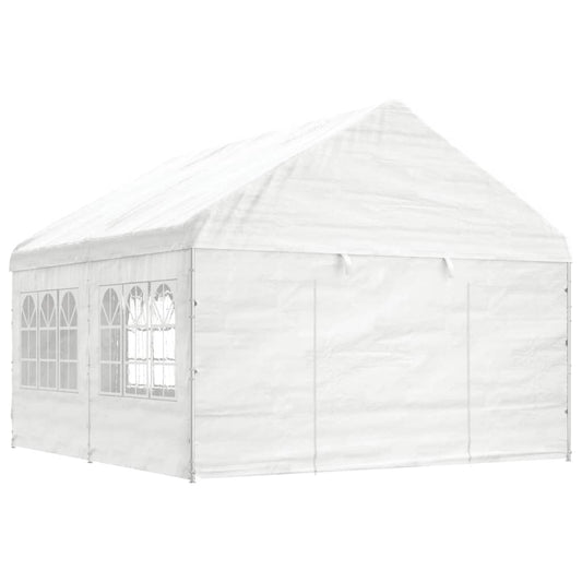 Gazebo con Tetto Bianco 4,46x4,08x3,22 m in Polietilene - homemem39