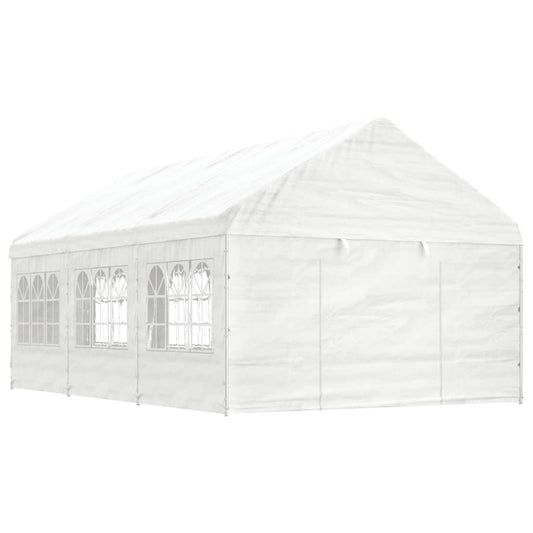 Gazebo con Tetto Bianco 6,69x4,08x3,22 m in Polietilene - homemem39