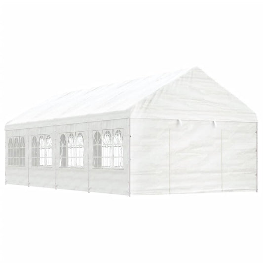 Gazebo con Tetto Bianco 8,92x4,08x3,22 m in Polietilene - homemem39