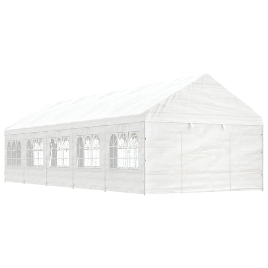 Gazebo con Tetto Bianco 11,15x4,08x3,22 m in Polietilene - homemem39