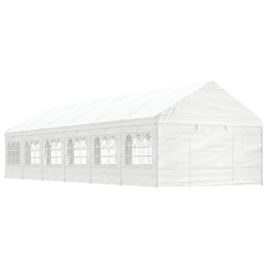Gazebo con Tetto Bianco 13,38x4,08x3,22 m in Polietilene - homemem39