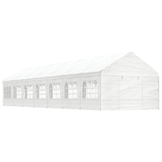 Gazebo con Tetto Bianco 15,61x4,08x3,22 m in Polietilene - homemem39