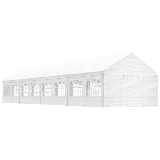 Gazebo con Tetto Bianco 17,84x4,08x3,22 m in Polietilene - homemem39