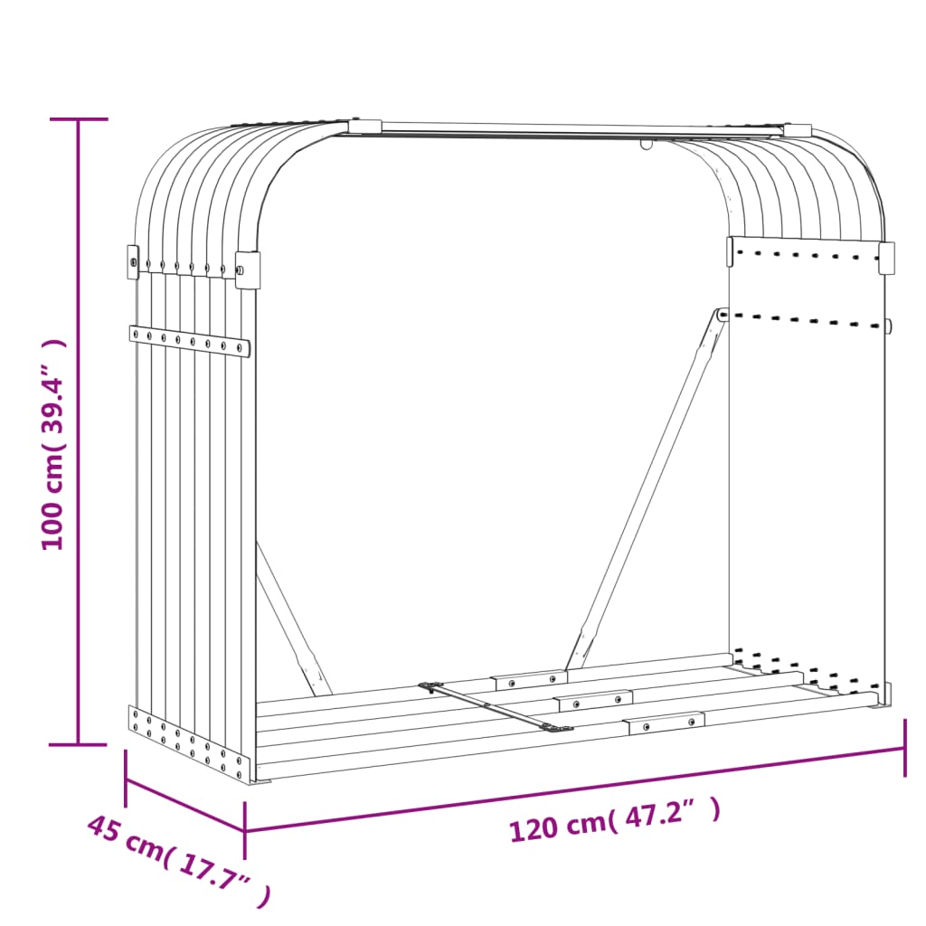 Portaceppi Marrone Chiaro 120x45x100 cm in Acciaio Zincato - homemem39