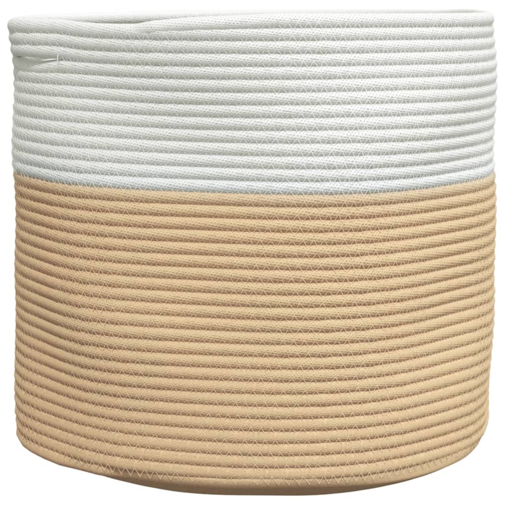 Cestino Portaoggetti Beige e Bianco Ø40x35 cm in Cotone - homemem39
