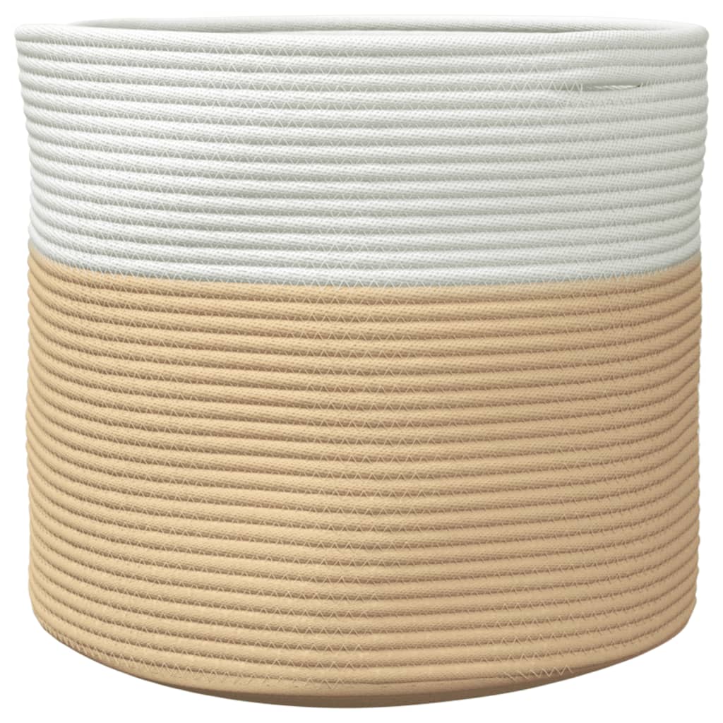 Cestino Portaoggetti Beige e Bianco Ø40x35 cm in Cotone - homemem39