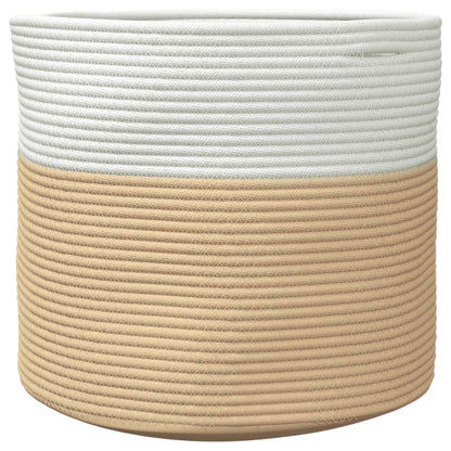 Cestino Portaoggetti Beige e Bianco Ø40x35 cm in Cotone - homemem39