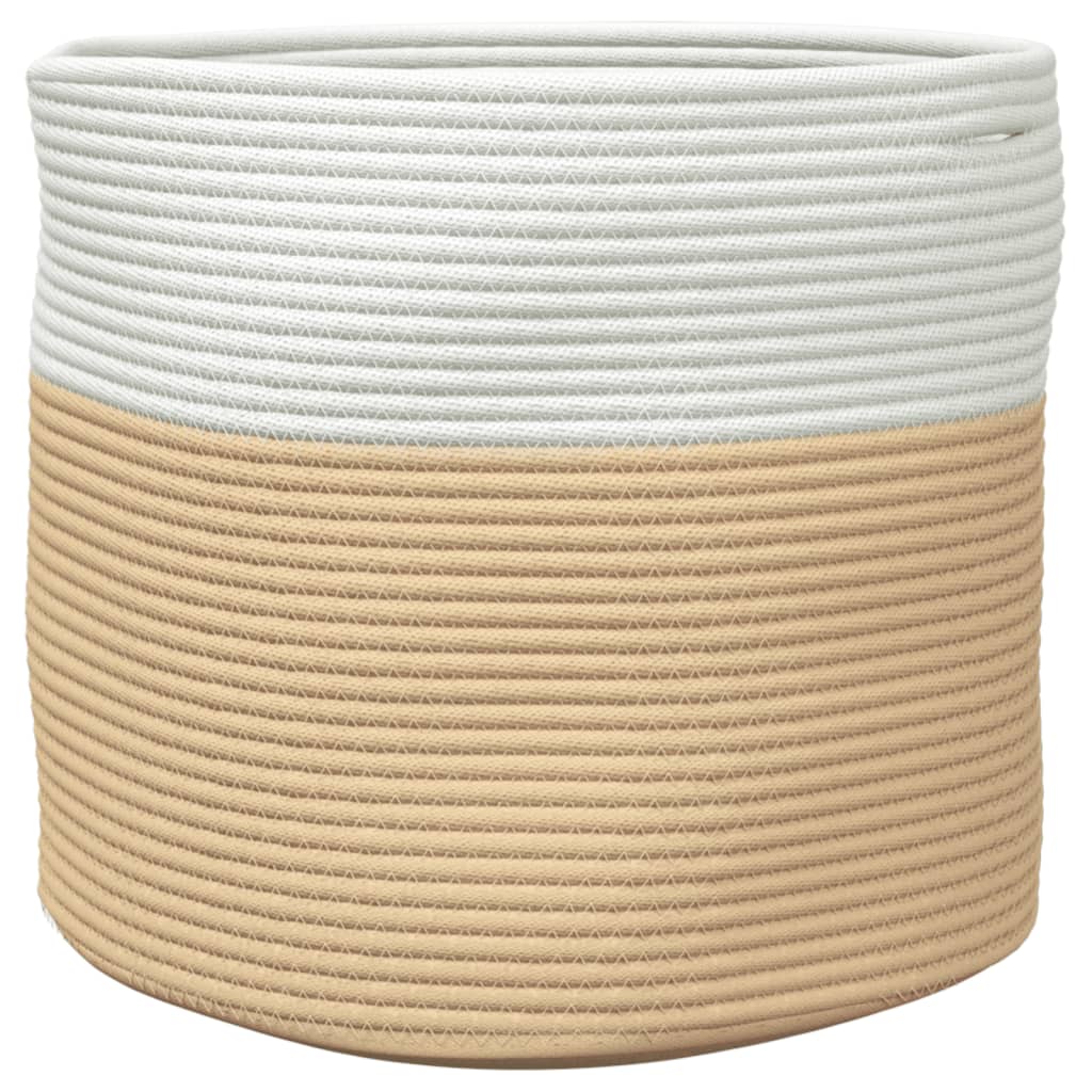Cestino Portaoggetti Beige e Bianco Ø40x35 cm in Cotone - homemem39