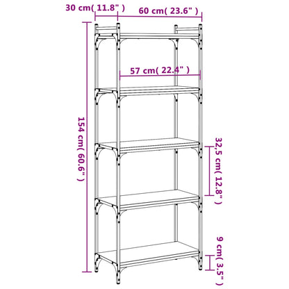 Libreria 5 Ripiani Grigio Sonoma 60x30x154cm Legno Multistrato - homemem39