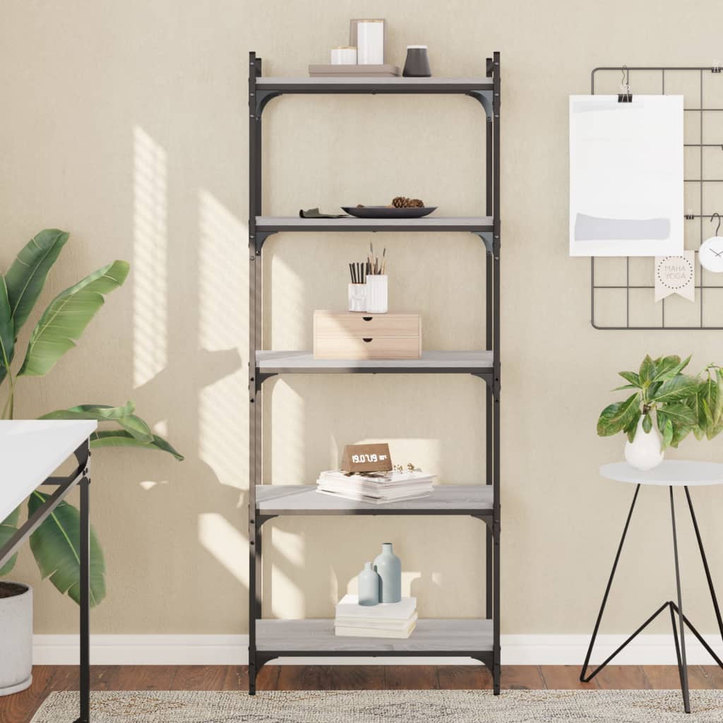 Libreria 5 Ripiani Grigio Sonoma 60x30x154cm Legno Multistrato - homemem39