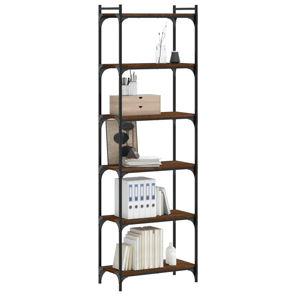 Libreria 6 Ripiani Rovere Marrone 60x30x188cm Legno Multistrato - homemem39