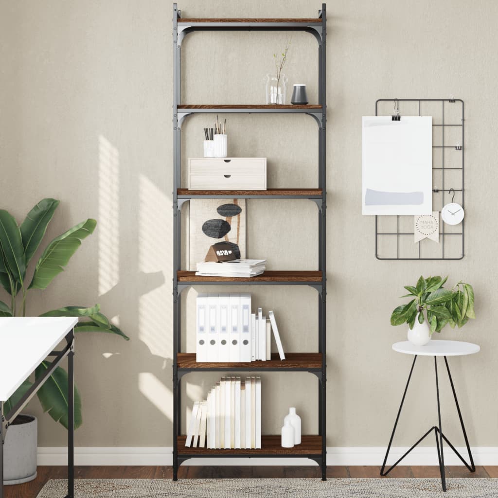Libreria 6 Ripiani Rovere Marrone 60x30x188cm Legno Multistrato - homemem39