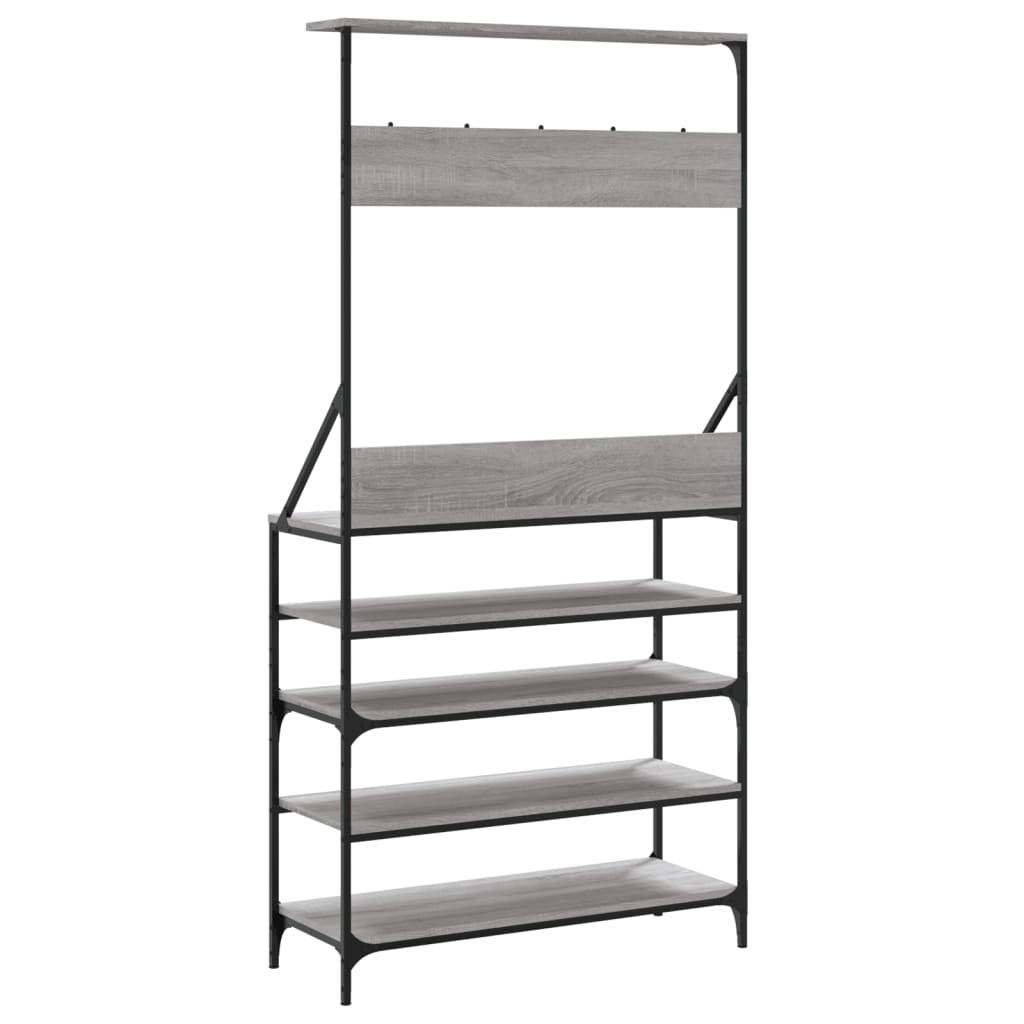 Appendiabiti con Porta Scarpe Grigio Sonoma 90x34x184 cm - homemem39