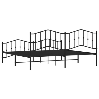 Giroletto con Testiera e Pediera Metallo Nero 200x200 cm - homemem39