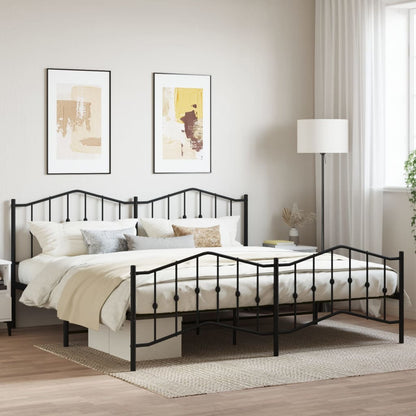 Giroletto con Testiera e Pediera Metallo Nero 200x200 cm - homemem39